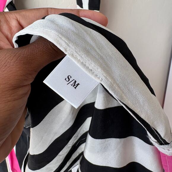 We Are Leone Dress Silk Contrast Maxi Cardigan Striped Belted Long Sleeve S/M - Picture 12 of 14